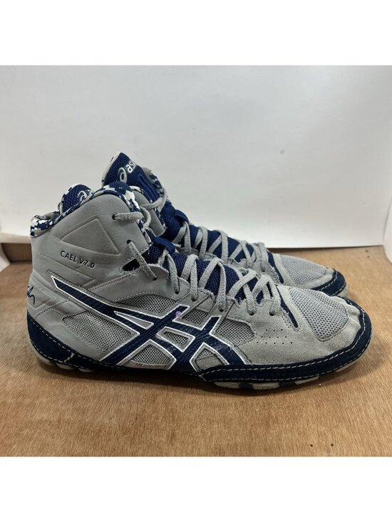 Asics Cael Sanderson v7.0 Men’s 11.5 Wrestling Shoes Boxing Sneaker Gray & Blue